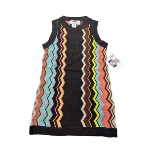 MISSONI Baby Girl 18m Chevron Stripe Multicolor Zig Zag Knit Sweater Dress New